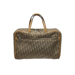 Christian Dior Trotter Handbag Beige Tan Canvas Leather
